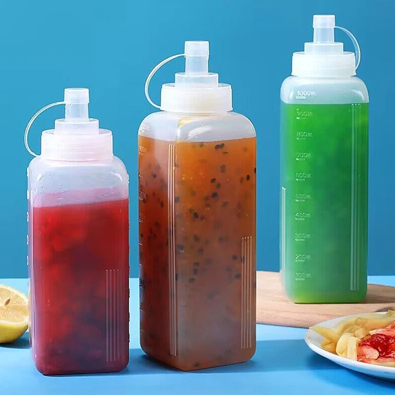 600/800/1000ML Kitchen Seasoning Salad Sauce Olive Oil Bottle Squeeze Sauce Bottles Condiment Dispenser Large Mouth Dustproof Zpaxo