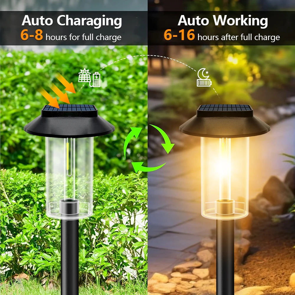 Solar Pathway Lights Outdoor 1/4Pcs Solar Powered Garden Lights Waterproof Decor Landscape Lighting Yard Lawn Walkway Driveway Zpaxo
