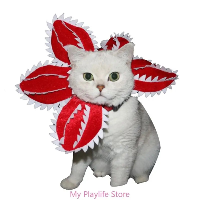 Funny Cat Hat Demogorgon Scary Flower Costume Birthday Pet Accessories Supplies Pet Dogs Headwear Adjustable Sticker Zpaxo