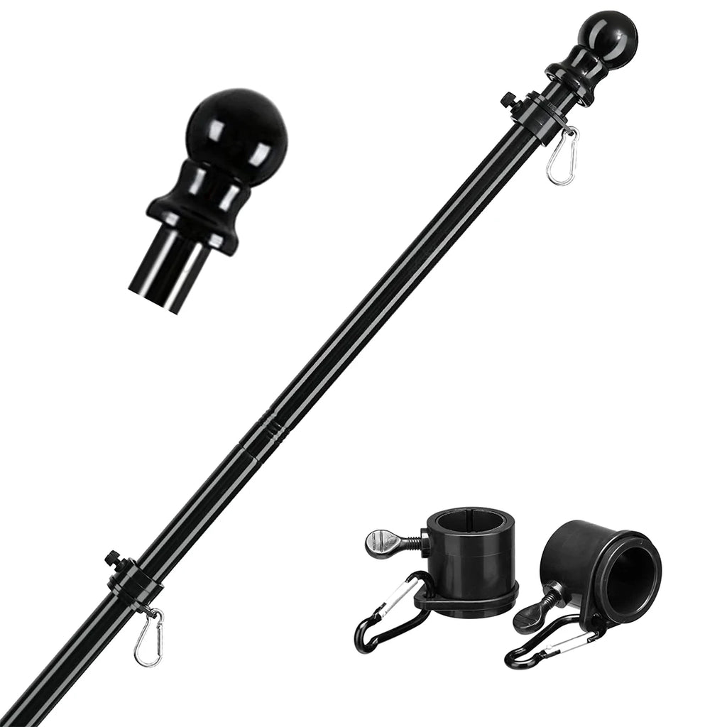 1.8M Telescopic Flag Pole with Tangle-free 360 Rotating Rings Stainless Steel Guide Banner Flag Pole Wall Mount for Garden Yards Zpaxo