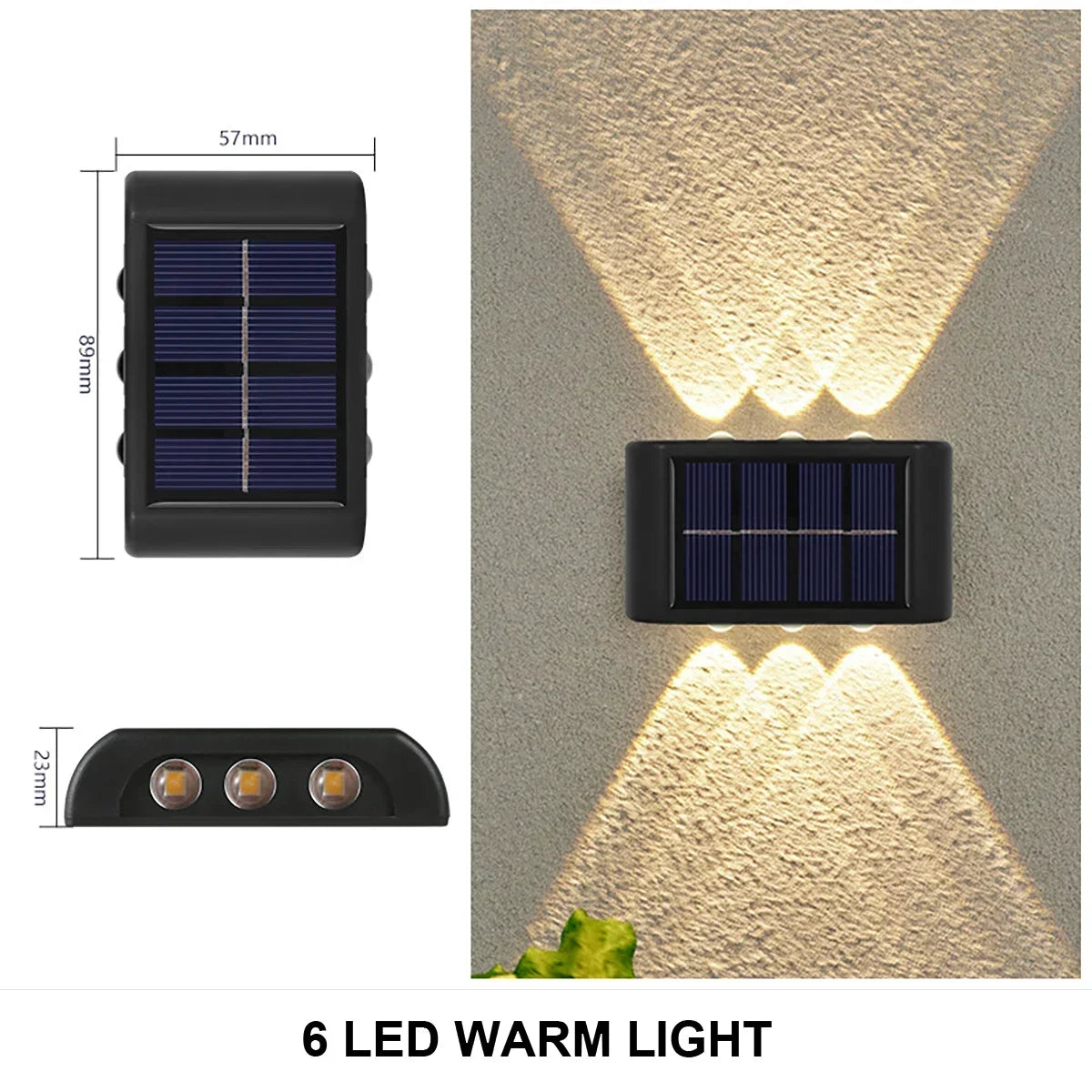 Solar LED Light Outdoor Waterproof Wall Lamp Dusk Dawn Fence Lighting Zpaxo 6LED-WARM 4PCS