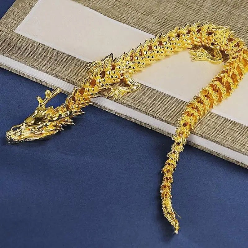 Alloy Five Claw Golden Dragon Ornaments Can Move Chinese Loong Zpaxo
