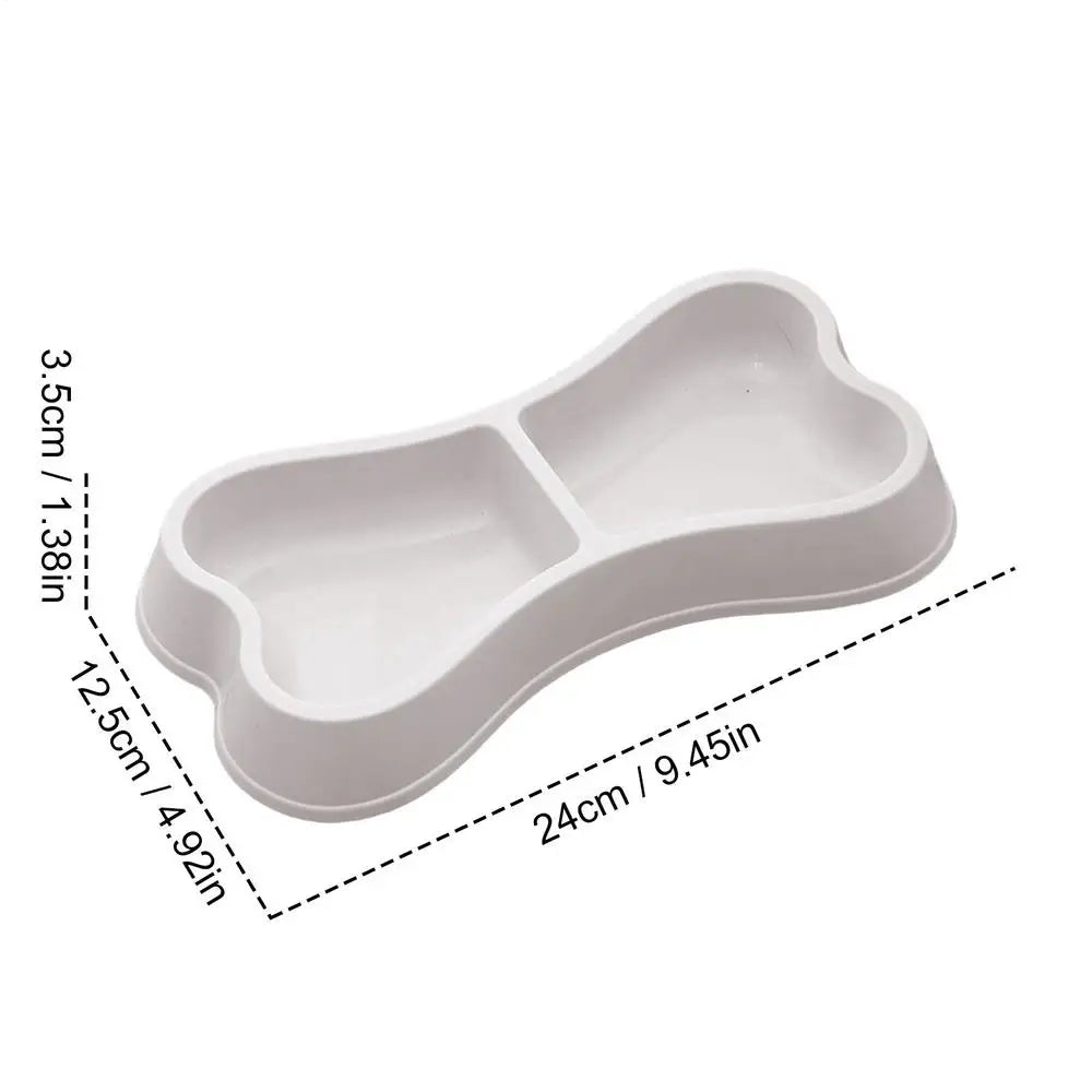 pet bowl Bone-Shaped Pet Bowls 2 in 1 Food & Water Dish with Non-Slip Base Cat Feeding Set for Small Spaces Pet feeding Zpaxo Gray