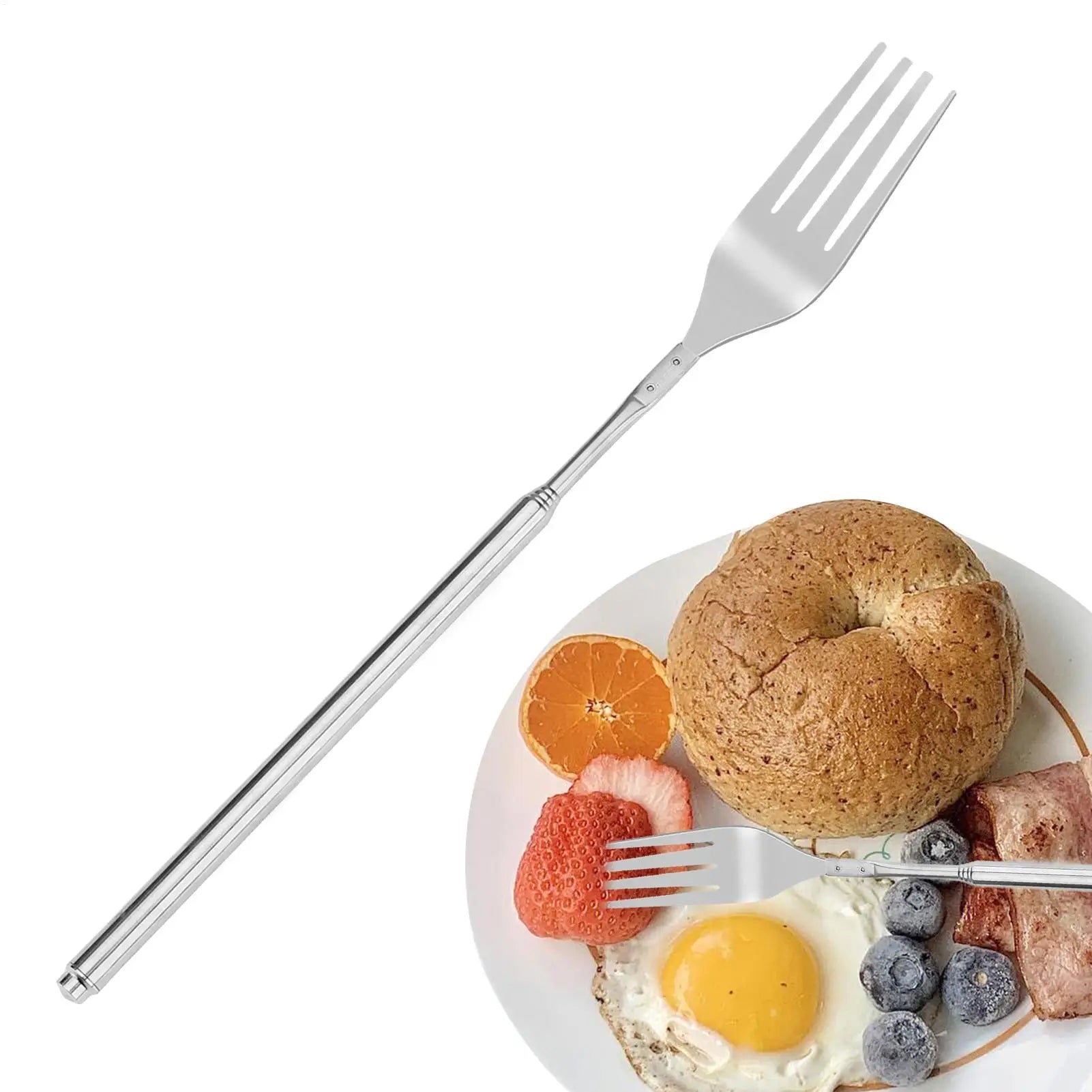 Extendable Fork Non-Slip Kitchen Gadgets Portable Dinner Forks Retractable Tableware for Home Office School Dinner Lunch Fruit Zpaxo Default Title