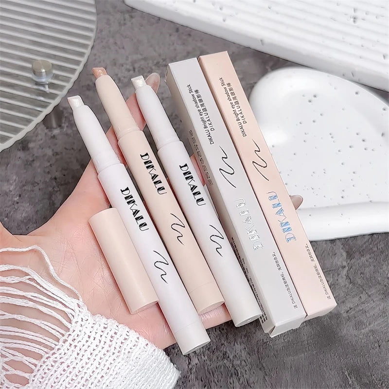 Shiny Pearlescent Eyeshadow Stick Waterproof Long-Lasting Glitter Eye Makeup Monochrome Brightening Highlight Lying Silkworm Pen Zpaxo