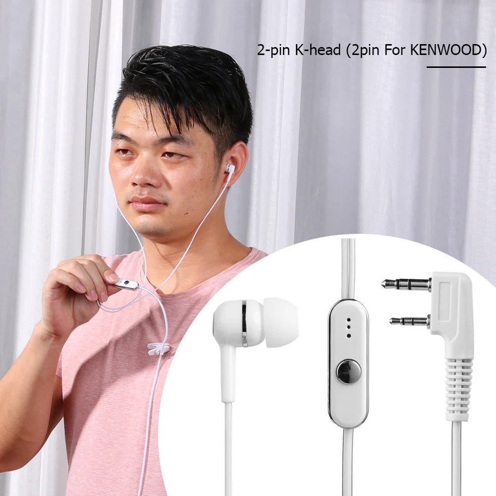 Walkie Talkie Dual Headset Earphone 2 Pin K Two Way Ham Radio Speaker