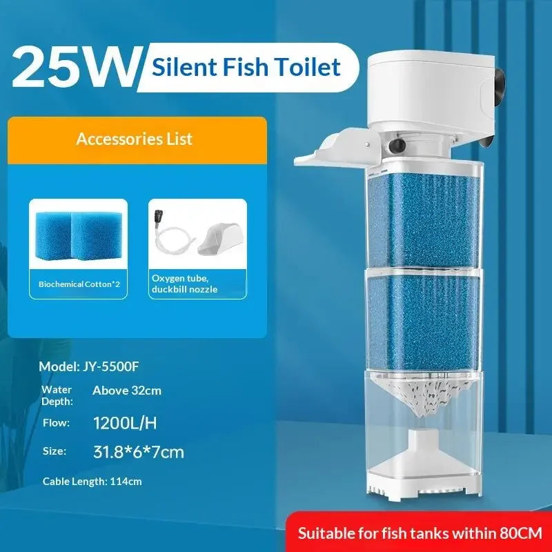 6 In1 Aquarium Filter Pump Fish Tank Submersible Silent Air Oxygen Aerator Filter Internal Water Pump Aquarium Wave Maker 220V Zpaxo 25W