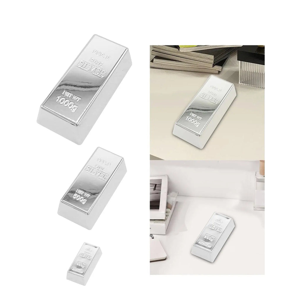 Fake Silver Bullion Realistic Silver Bar Simulated Silver Brick for Funny Gifts Halloween Party Favor Home Decor Holiday Zpaxo