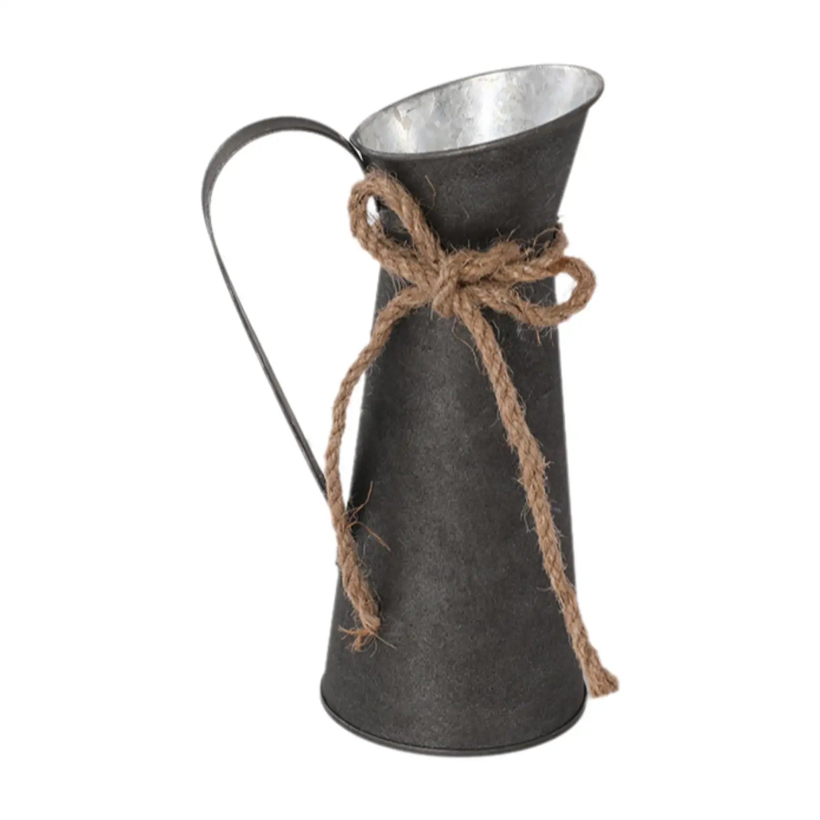 Galvanized Iron Milk Jug Vase – Rustic Farmhouse Dried Flowers Decorative Metal Vase Zpaxo Argent