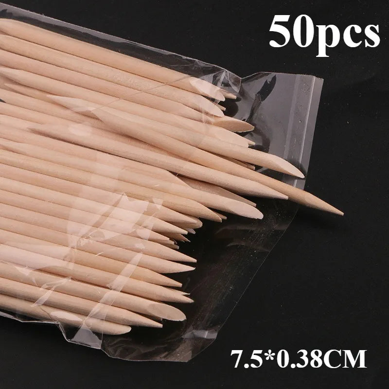 50/100/200/300pc/Set for Nail Different Sizes Orange Wood Sticks Cuticle Pusher Cuticle Remove Tool Manicure Pedicure Care nails Zpaxo 7.5CM 50pcs