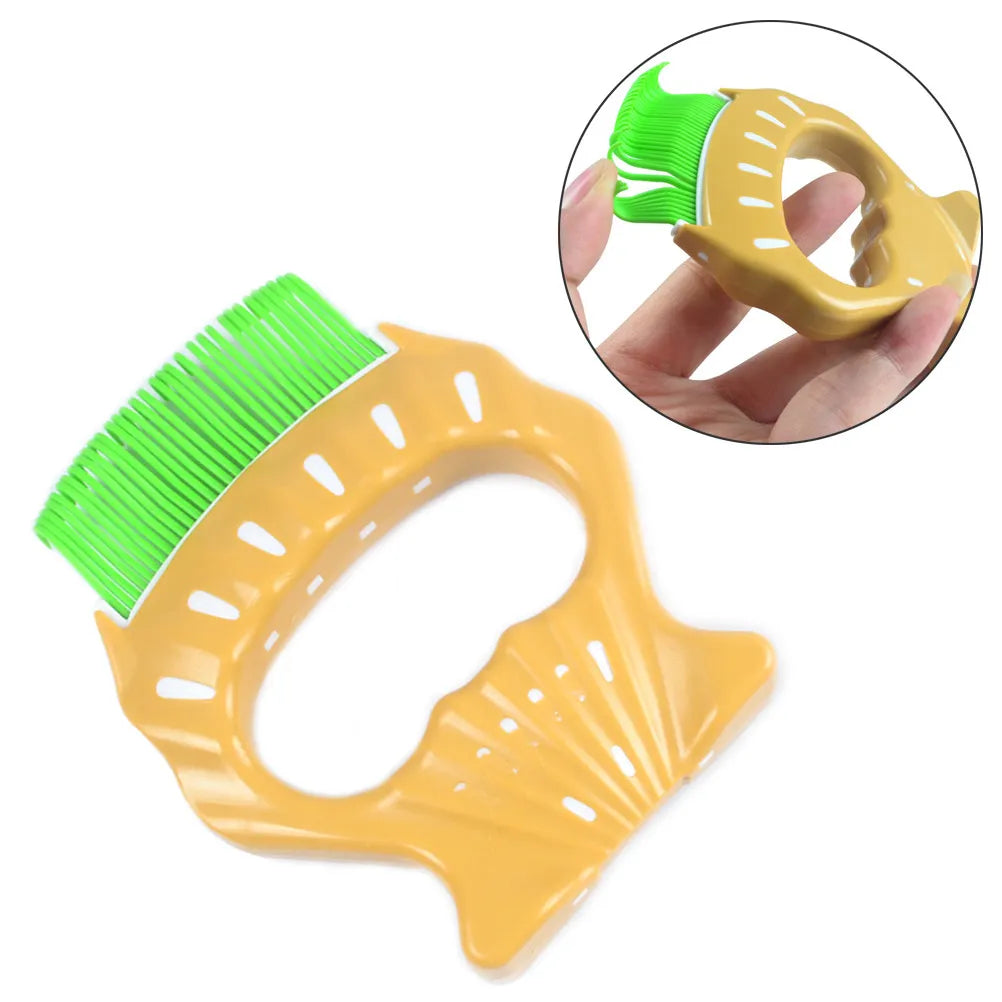 Green Rubber Pet Grooming Brush Shell Shape Design Massage Comb Dogs