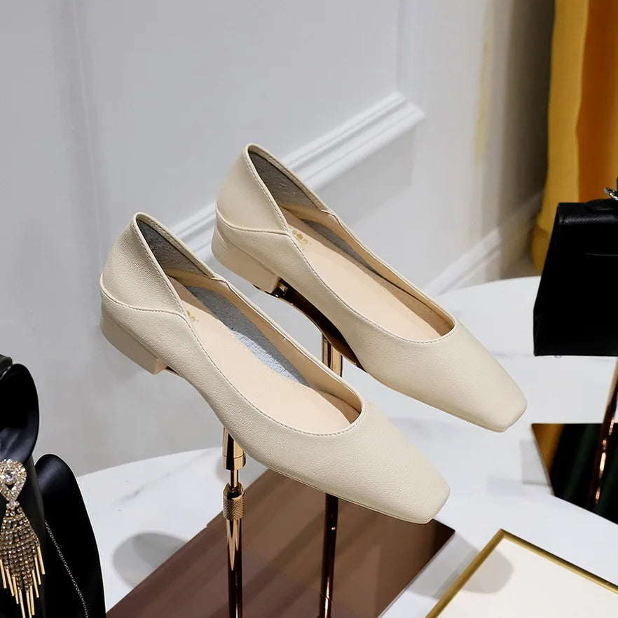 Flat Shoes for Women 2025 Spring Autumn Leisure Work Shoes Retro Fashion Flat Heel Women's Shoes Square Toe Ladies loafers Zpaxo