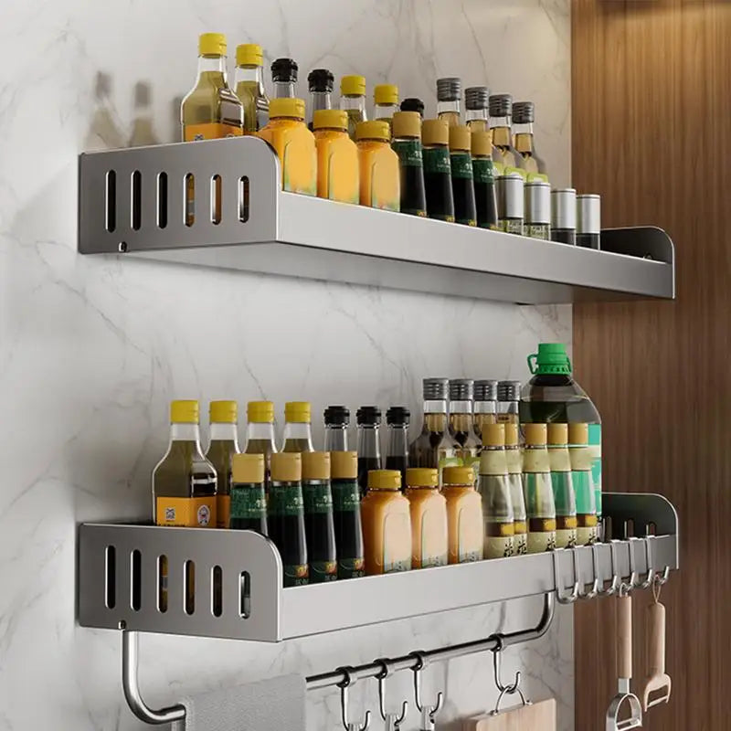 Wall Mounted Seasoning Rack Drill-Free Hang Seasoning Rack Shelf for Wall Wall-Mounted Seasoning Organizer Kitchen Rack for over Zpaxo