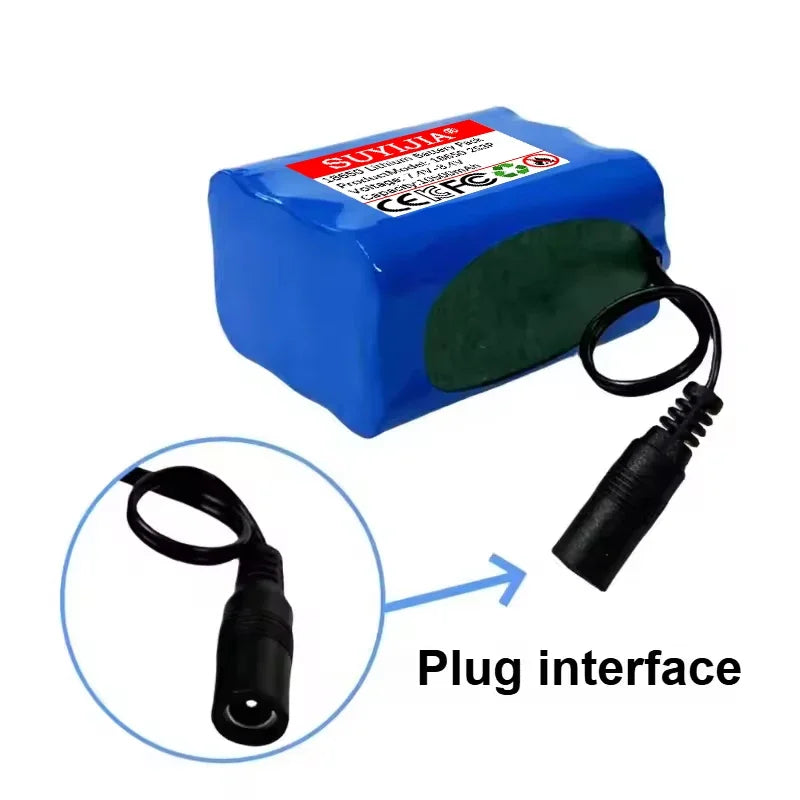 7.4V 10500mAh 18650 Lithium Battery 2s3p 8.4V Rechargeable Li-ion Battery Pack Built-in BMS for Fishing Lights Fishing Bait Boat Zpaxo