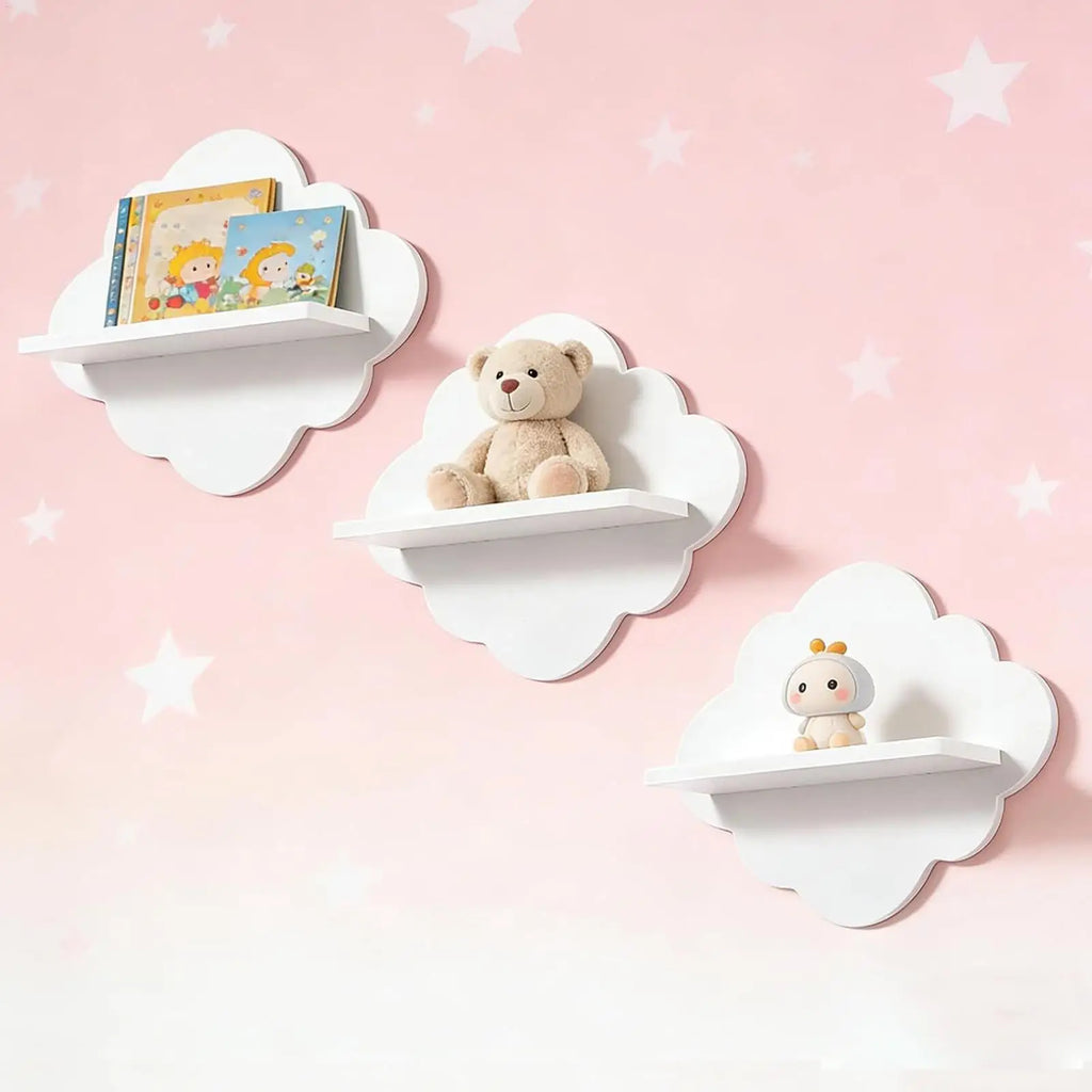 3 Cute Cloud Shaped Floating Wall Shelf Aesthetic Room Decor Storage