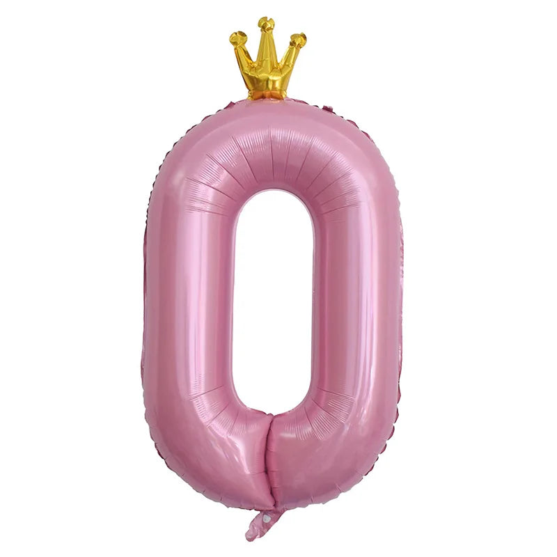 Pastel Baby Blue Pink Foil Number Balloon Crown 1 2 3 4 5 6 7 8 9 Zpaxo pink0 40inch