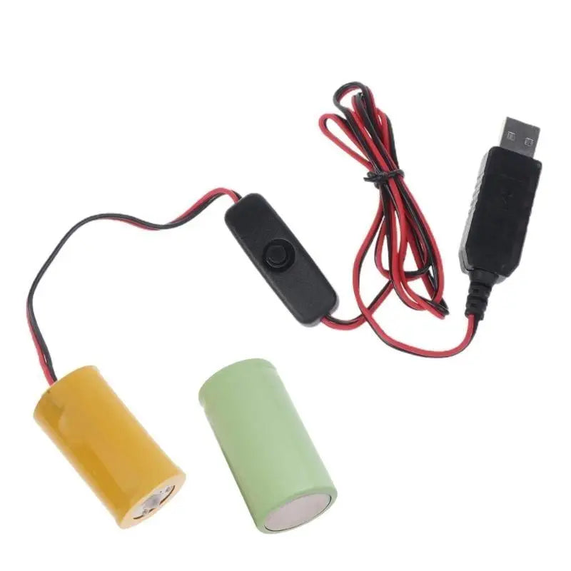 652F USB to LR20 D Dummy Battery Eliminators with Switches Repalce 1-4pcs D Batteries Zpaxo