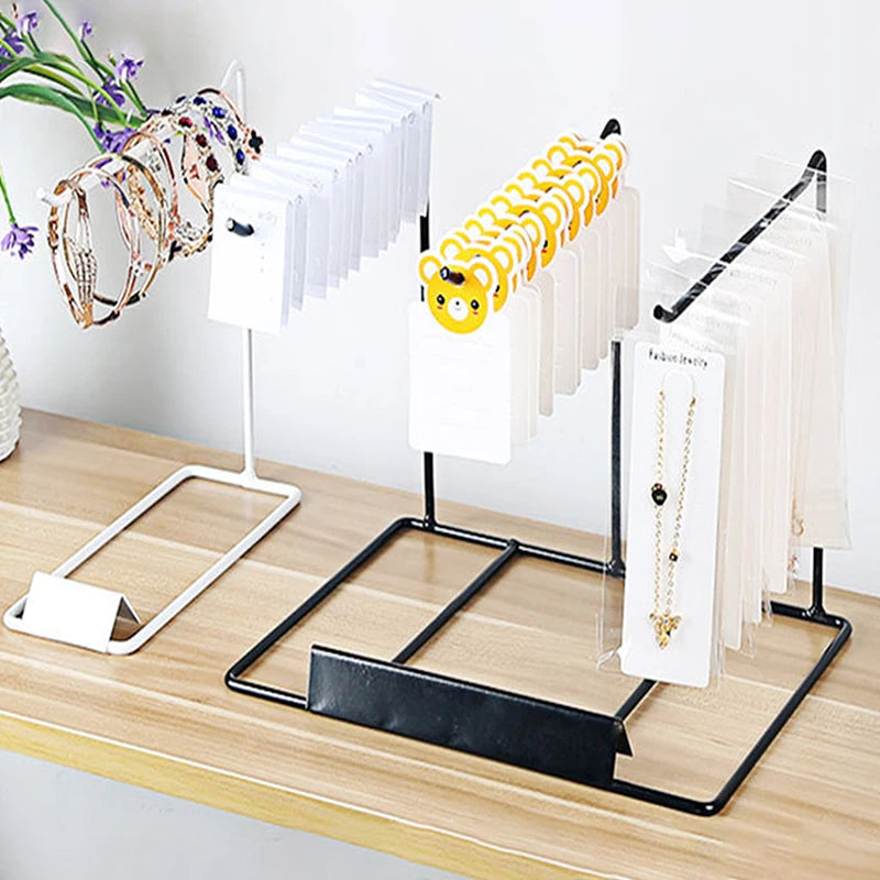 Desktop Iron Bracket Jewelry Showcase Rack Earring Necklace Hair Zpaxo