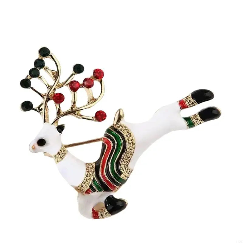 Christmas Deer Brooch Lapel Pin Rhinestones Reindeer Women Breastpin
