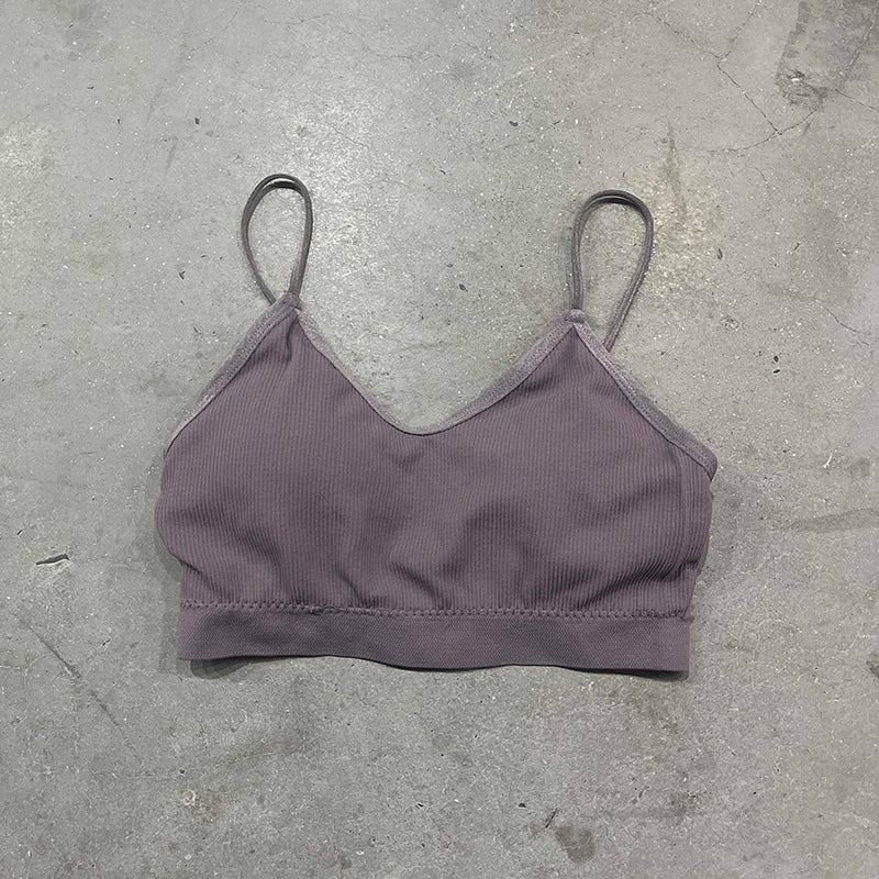 Women Sports Sexy Bras Quick Dry Elastic Padded Gym Running Skeep Zpaxo brown Uniform size