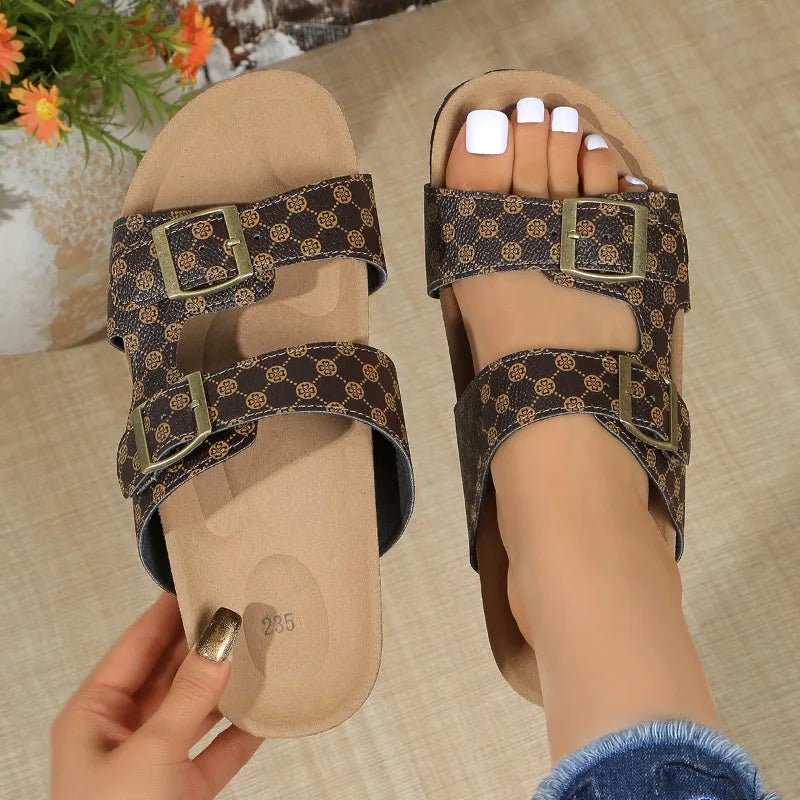 Women's Fish Mouth Open Toe Vintage Comfortable Mid Heel Slippers Zpaxo brown 43