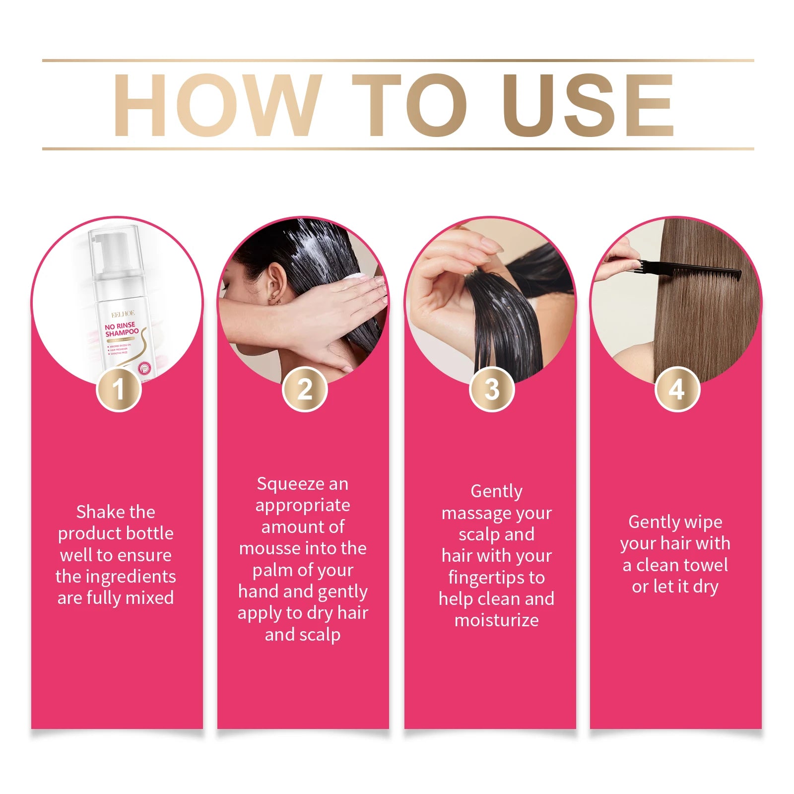 EELHOE Leave-In Mousse Shampoo Convenient Deeply Nourish Hair Unique Fresh Aroma Remove Odor Make Your Hair Fluffy Plump 100ml Zpaxo