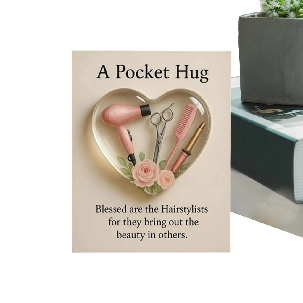 Heart Hug Pocket 2D Shaped Souvenir Appreciation Inspirational Card