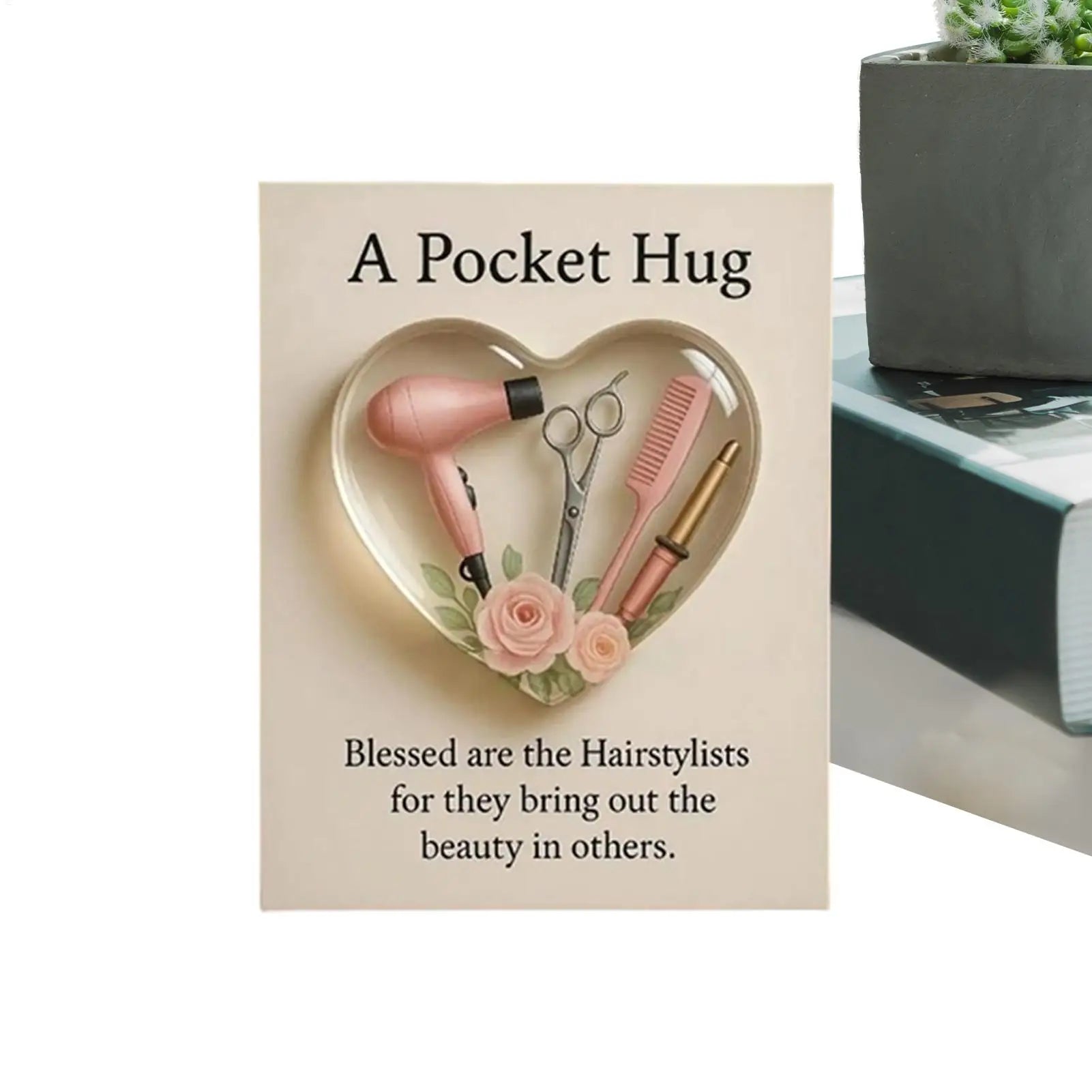 Heart Hug Pocket 2D Shaped Souvenir Appreciation Inspirational Card