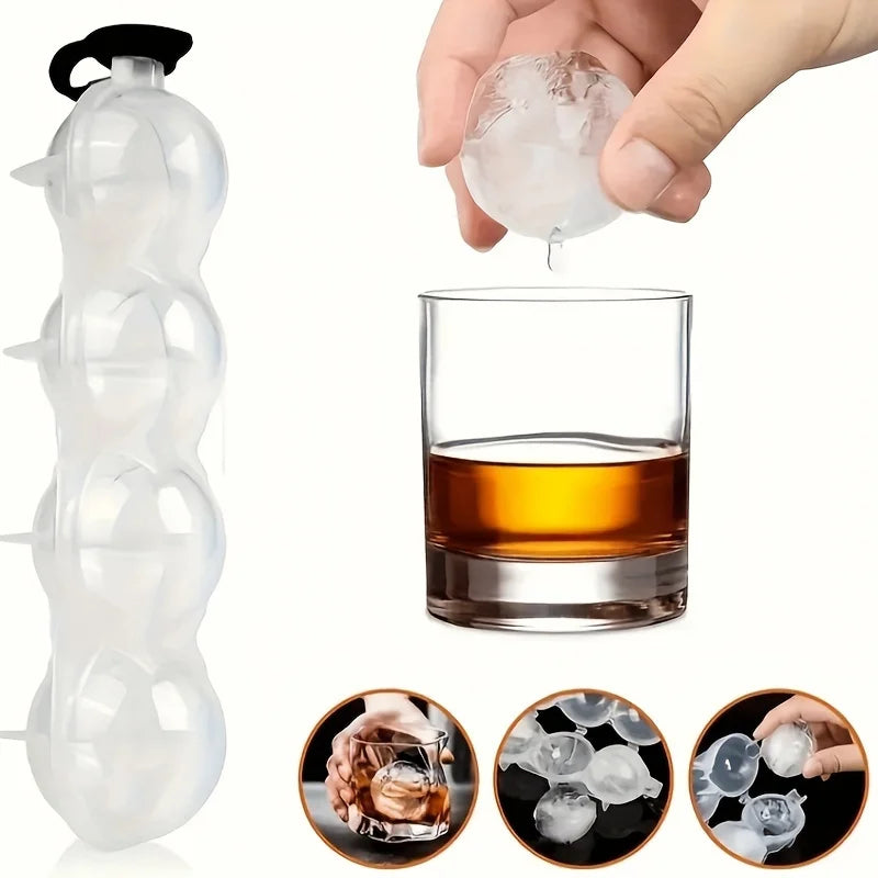Round Ice Ball Maker Tray Polypropylene Sphere Mold Whiskey Home Bars