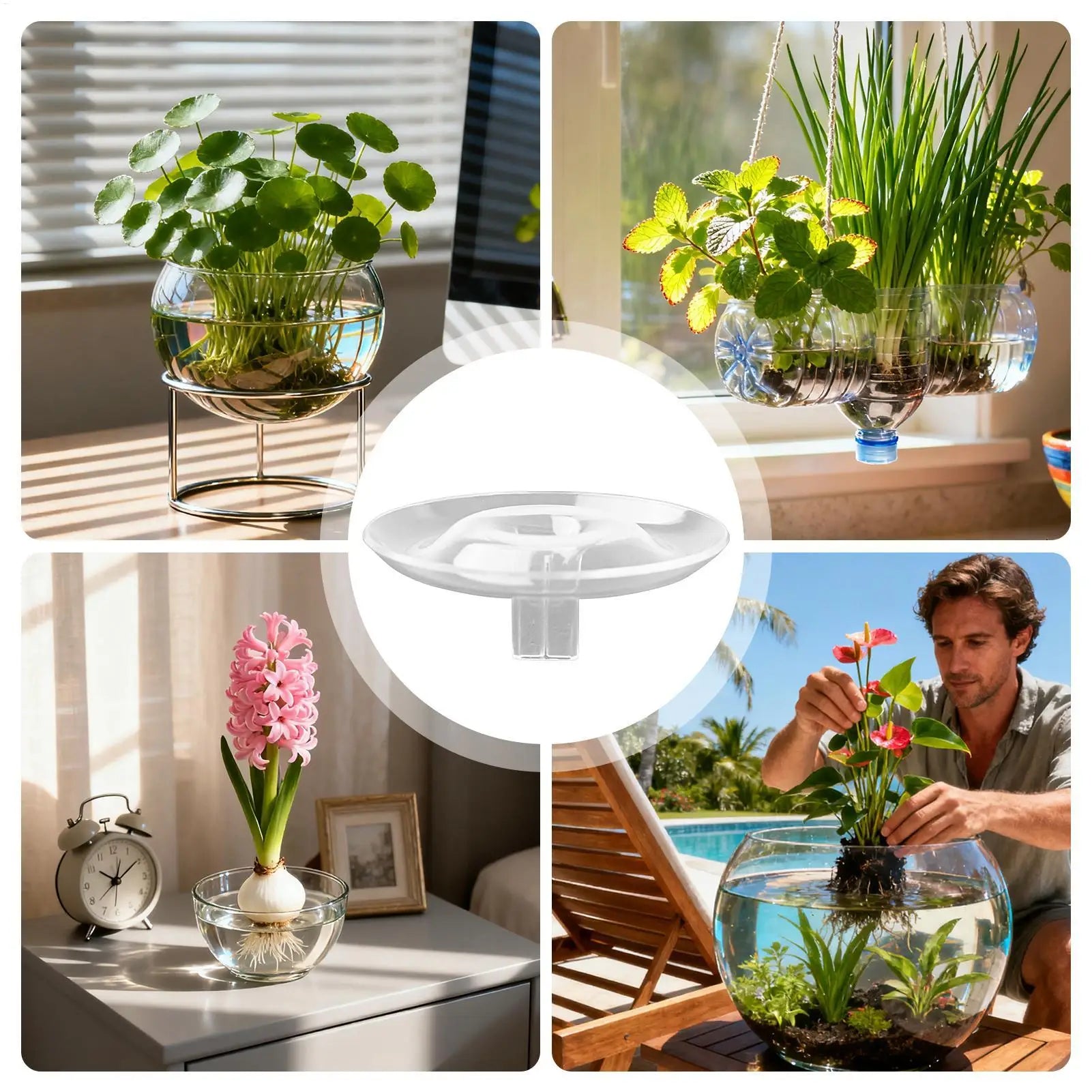 Floating Flower Holder Transparent Stem Support Vase Bowl Centerpiece