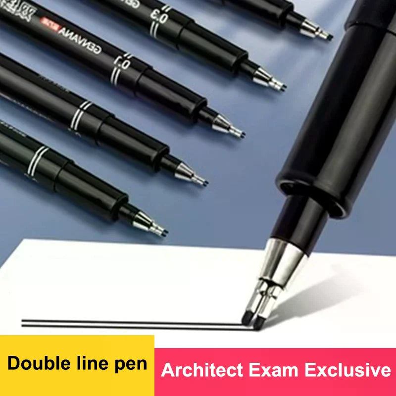 Double-Line Gel Pen 0.1mm/0.3mm/0.5mm, Essential For Architectural Design Exams, Note-Taking, And Painting Zpaxo