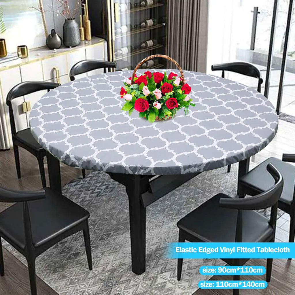 Table Cloth Waterproof Cover Plastic Elastic Edged Vinyl Fitted Tablecloth Flannel Backed Indoor Outdoor Round Wipea Table Cloth Zpaxo