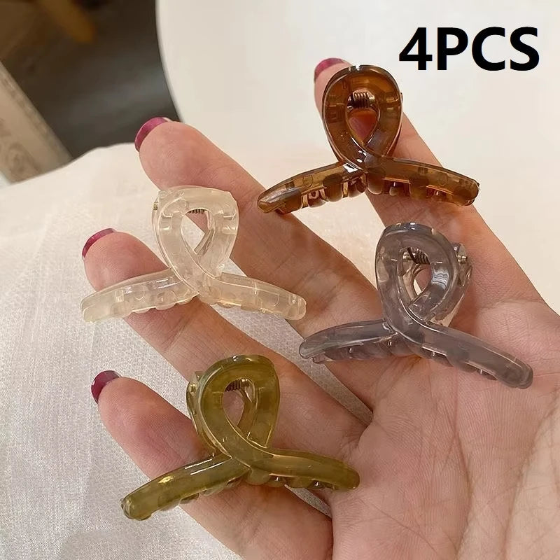 4PCS Hair Clip Small Hairpins for Woman 4.5CM Mini Transparent Jelly Grab Clip Hair Crab Ponytail Braid Claw Hair Accessories Zpaxo 4Pcs