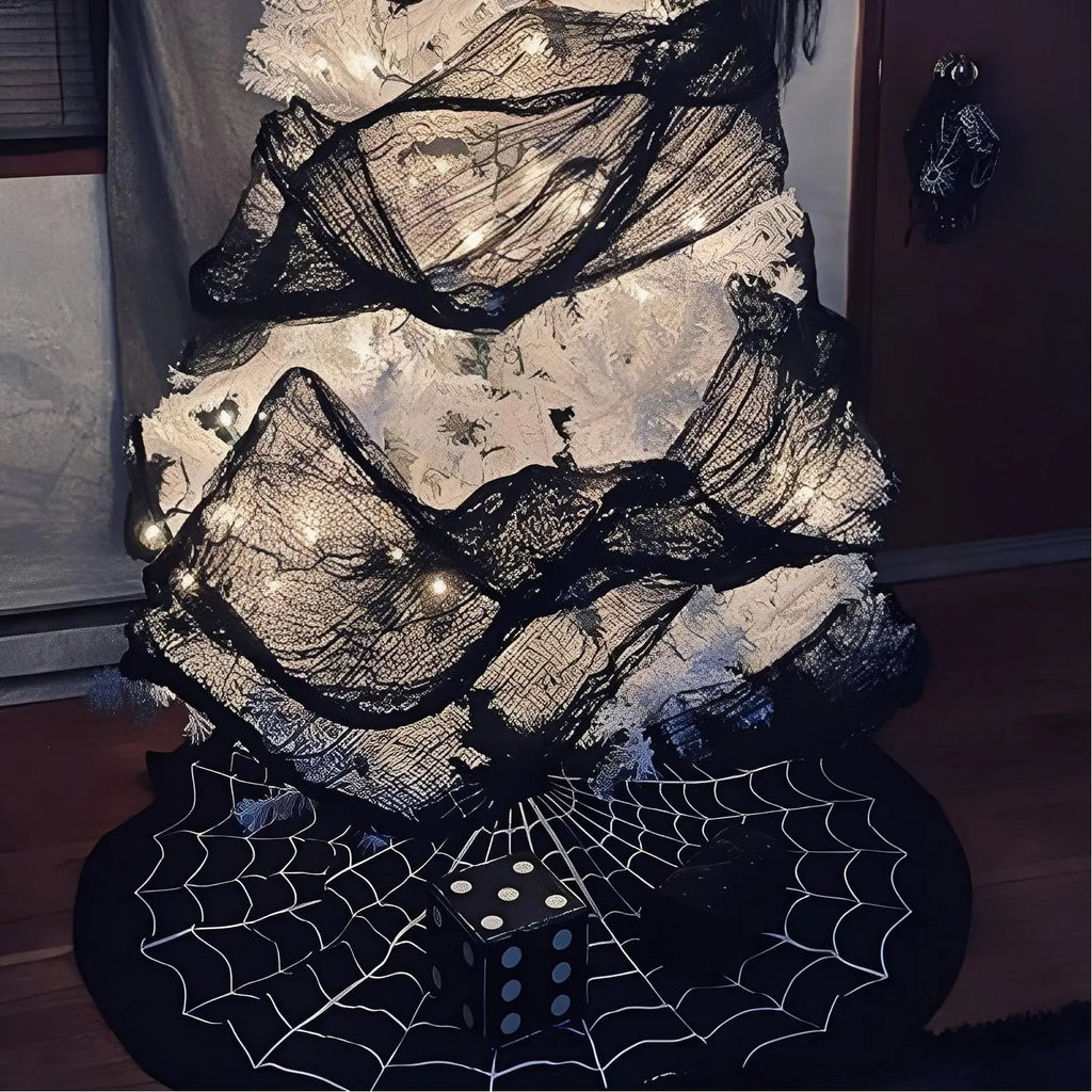 Halloween Tree Skirt Spider Web Horror Mat Indoor Outdoor Fall
