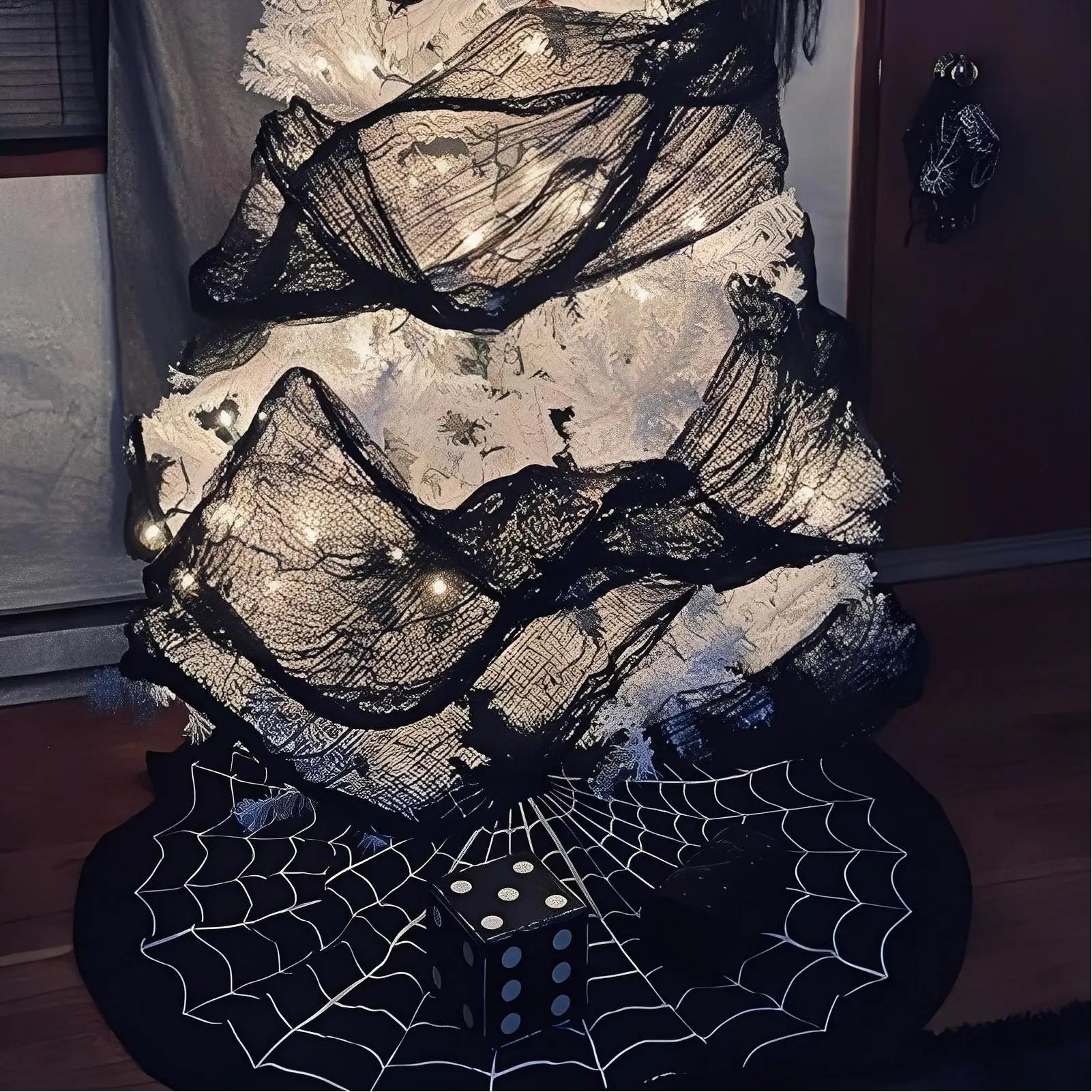 Halloween Tree Skirt Spider Web Horror Mat Indoor Outdoor Fall