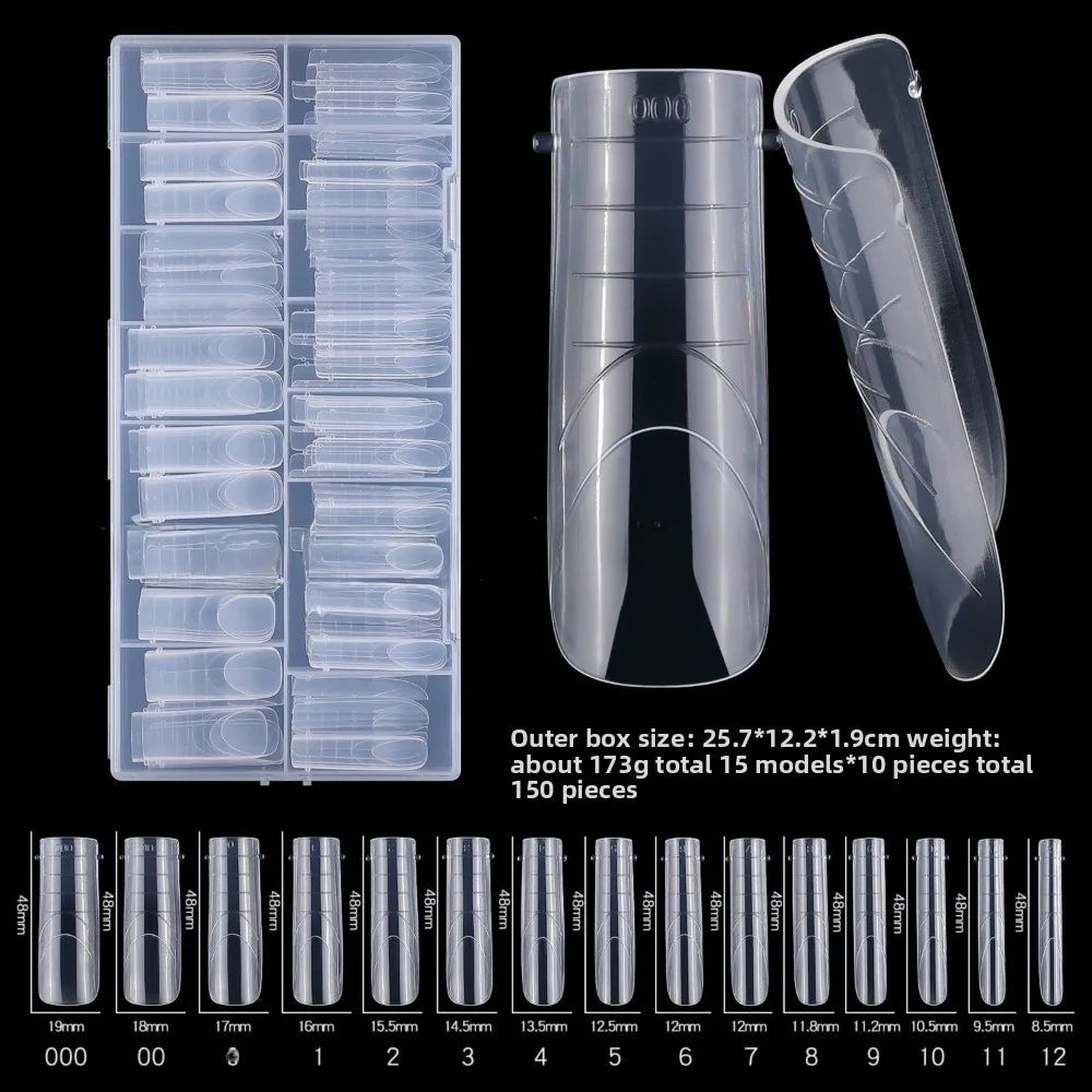 Coffin Shape Sandwich Nail Forms Natural Clear Almond Art Tips Zpaxo 91-