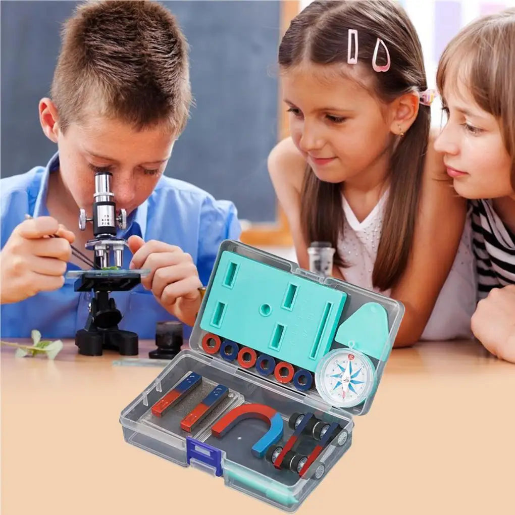 Labs Junior Science Magnetism Sets Bar Ring Experiment Education Fidget Magnets Horseshoe Compass Tool Kit Gifts for Kids Zpaxo