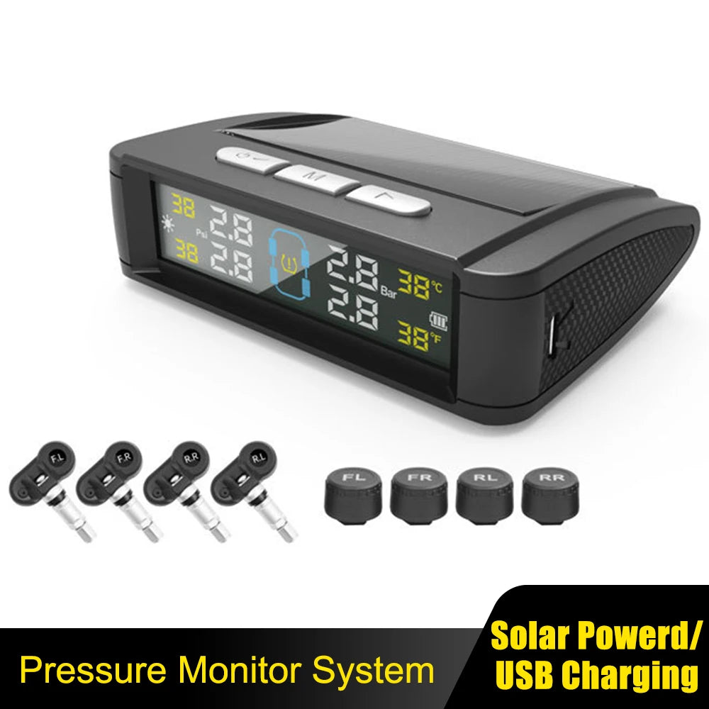 Tire Pressure Monitoring System Auto Security Alarm Systems Solar USB