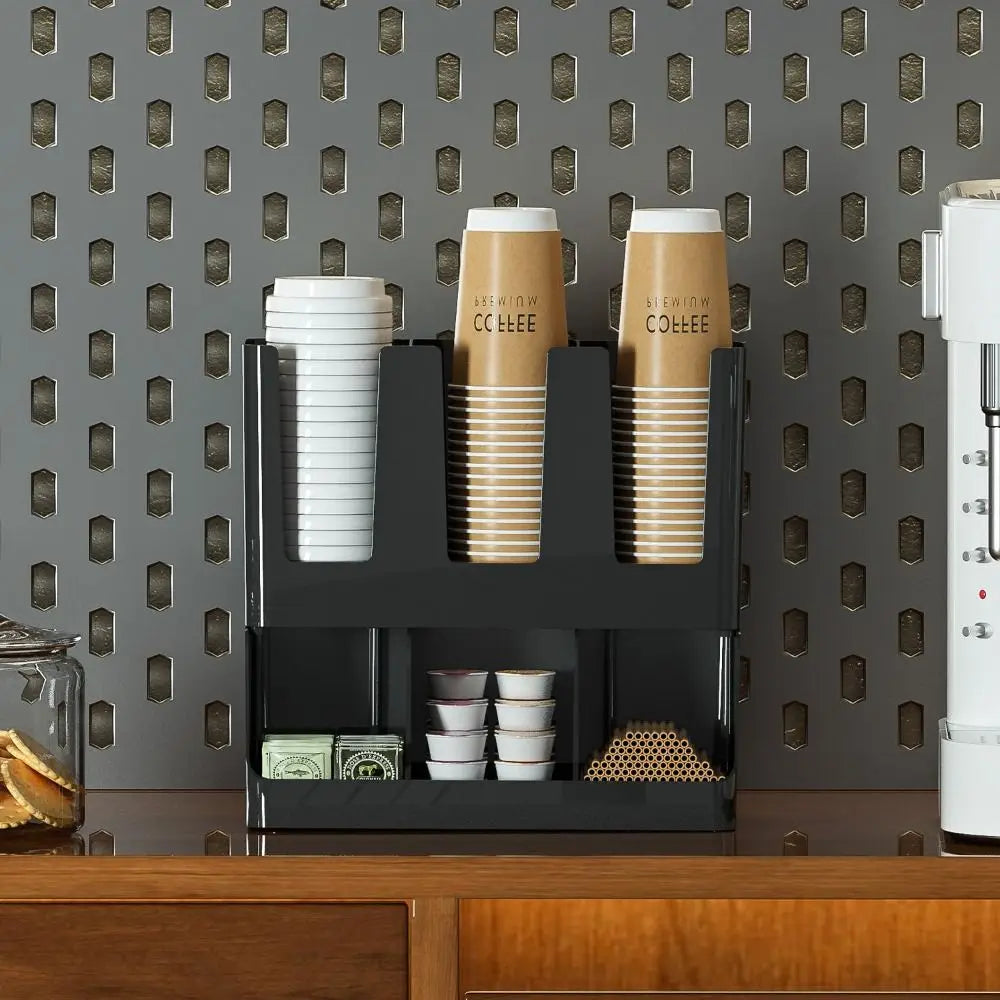 6-Compartment Paper Cup Dispenser & Organizer Rack Cup Dispenser Rack Zpaxo