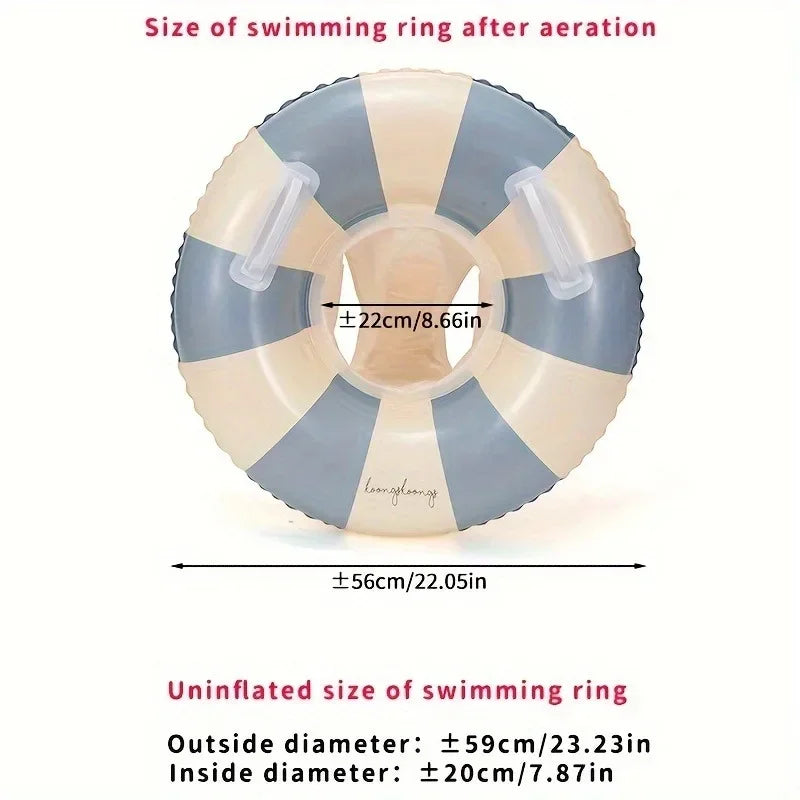 Durable Thick PVC Youngsters' Vintage Striped Swimming Ring Handles Zpaxo Blue