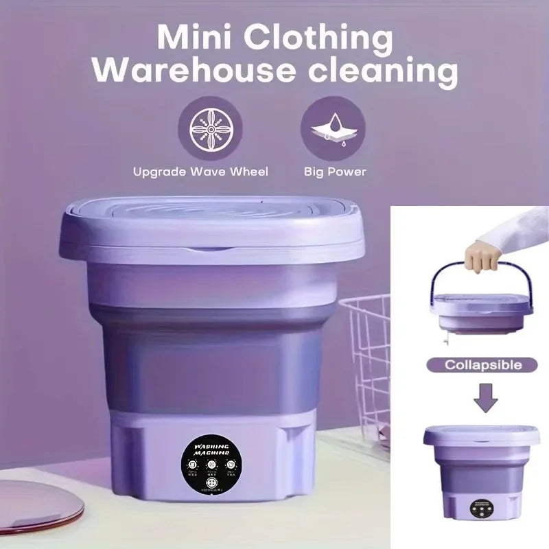 EU 8L Foldable Mini Washing Machine Spin Dryer Portable Small Washer for Socks Underwear Lingerie Space-saving Household Zpaxo EUAs shown 8L