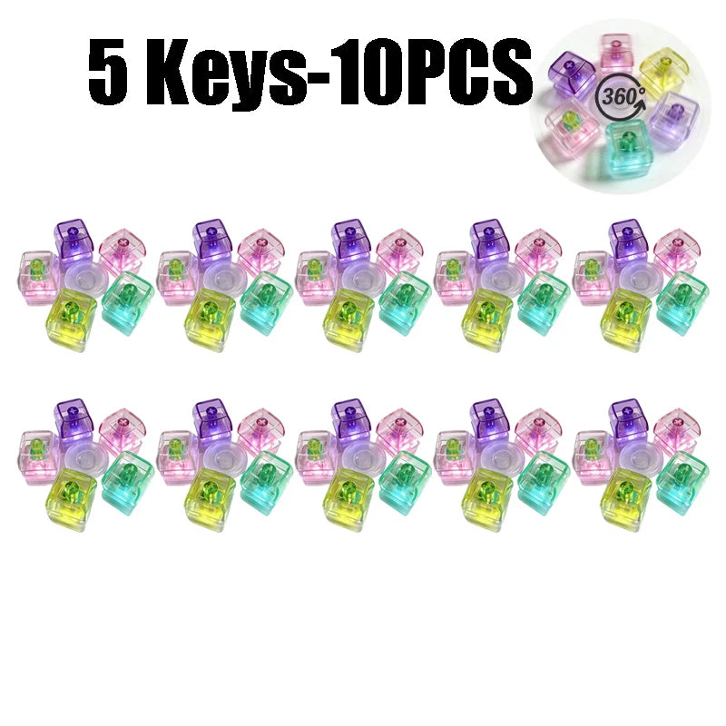 LED Light-up Keyboard Keychain Clickable Buttons Stress Relief Fidget Zpaxo 5 Keys-10PCS