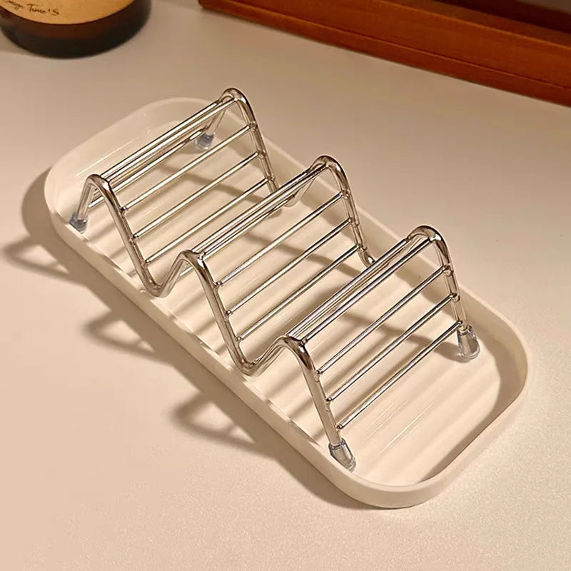Stainless Steel Soap Rack Drainage Tray Multifunctional Bathroom Zpaxo 1set