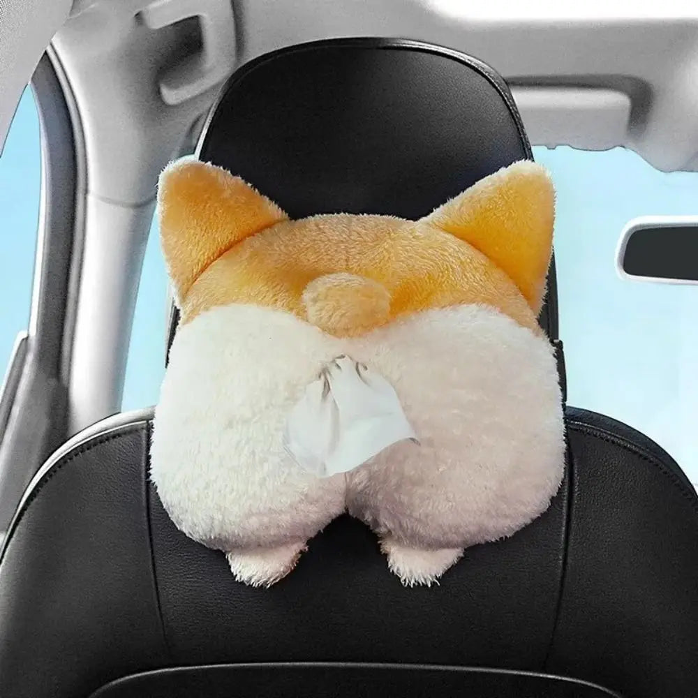 Creative Napkin Holder Corgi Ass Tissue Box Tissue Holder Cartoon Corgi Tissue Box Plush Soft Paper Napkin Case For Car Seat Zpaxo yellow-Koki