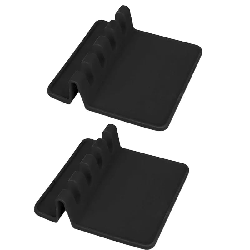 1pc Heat-Resistant Silicone Utensil Holder with Drip Pad - Perfect for Stove Spoons, Spoons, and Tongs - Kitchen Essential Zpaxo 2pcs Black