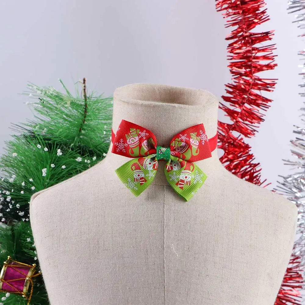 Pet Cat Christmas Collar Birthday Gifts Bowknot Neck Strap Costume