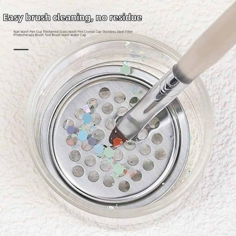 Lid Mesh Nail Art Brushes Washing Cup Glass Dappen Dish Cleaning Zpaxo
