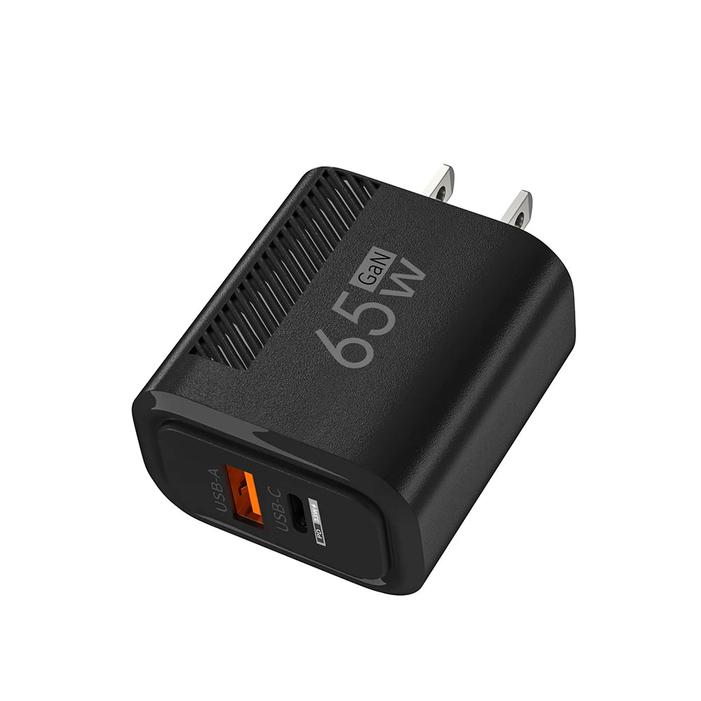 65W USB-C Charger GaN Fast Charging PD Type C Cable Mobile Phone Adapter For iPhone 16 Xiaomi Samsung Xiaomi QC 3.0 Wall Charger Zpaxo US Black