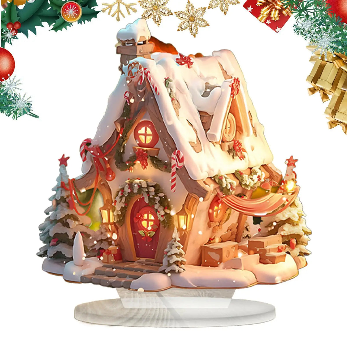 2D Acrylic Cottage Ornament LED Light Christmas Village Houses Zpaxo