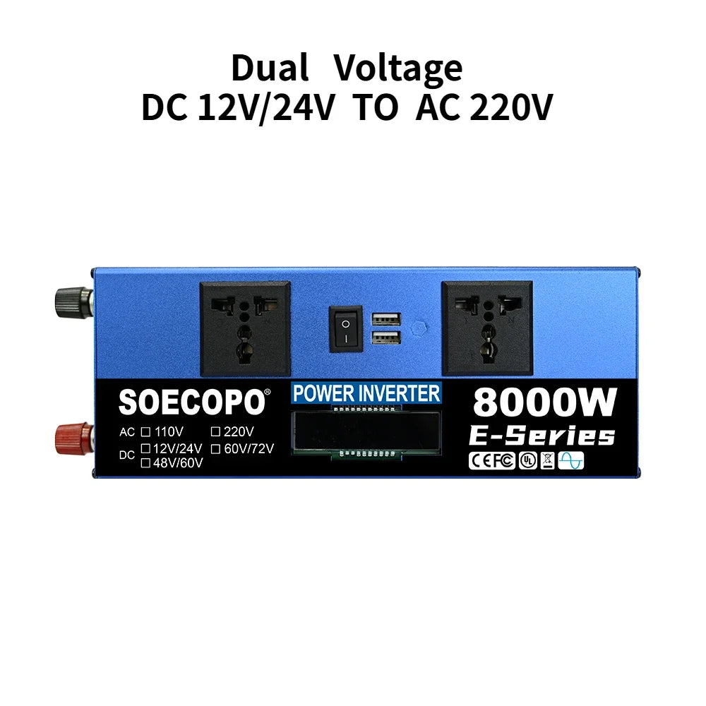 SOECOPO 8000W Solar System DC12V to AC110V/220V 100A MPPT Controller 300W Panel Intelligent Inverter for Home RV Camping CE ROSH Zpaxo only Inverter 220V